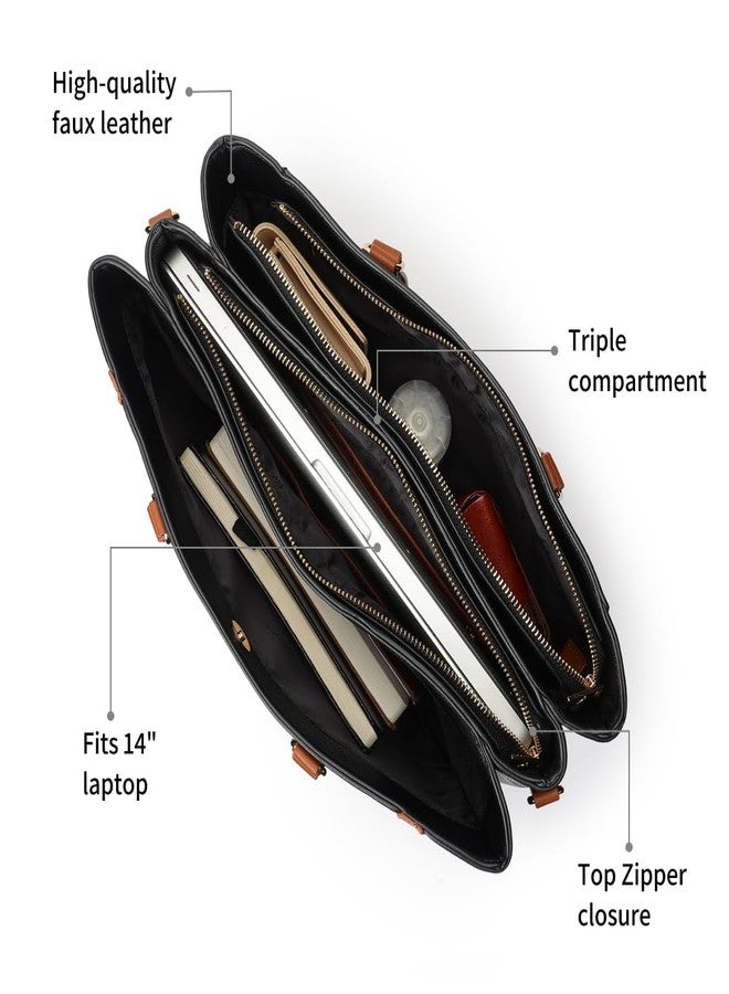 fastrack Structured Laptop Tote Bag for Women | Faux Leather Work Bag with 14-Inch Padded Sleeve, 3 Compartments, Zip & Magnetic Closure | Elegant Everyday Tote for Office, College & Commutes - Image 3